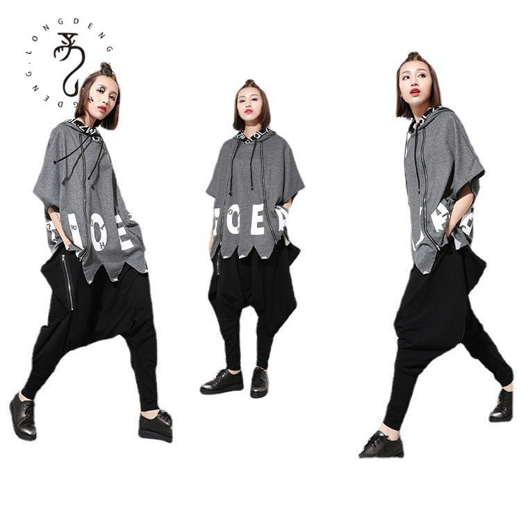 Harem Pants Women's Hip Hop Trendy Zipper Decoration Loose Baggy Pants