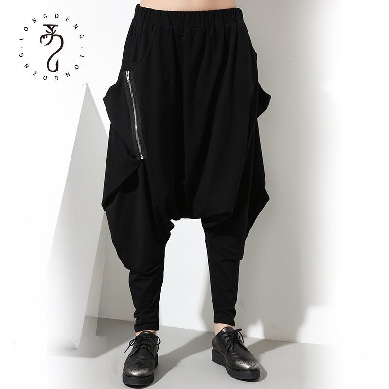 Harem Pants Women's Hip Hop Trendy Zipper Decoration Loose Baggy Pants