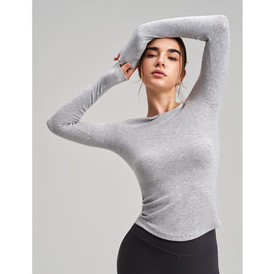 High Elastic Yoga Top - Slim Fit Long Sleeve Workout Shirt - Premium for sale