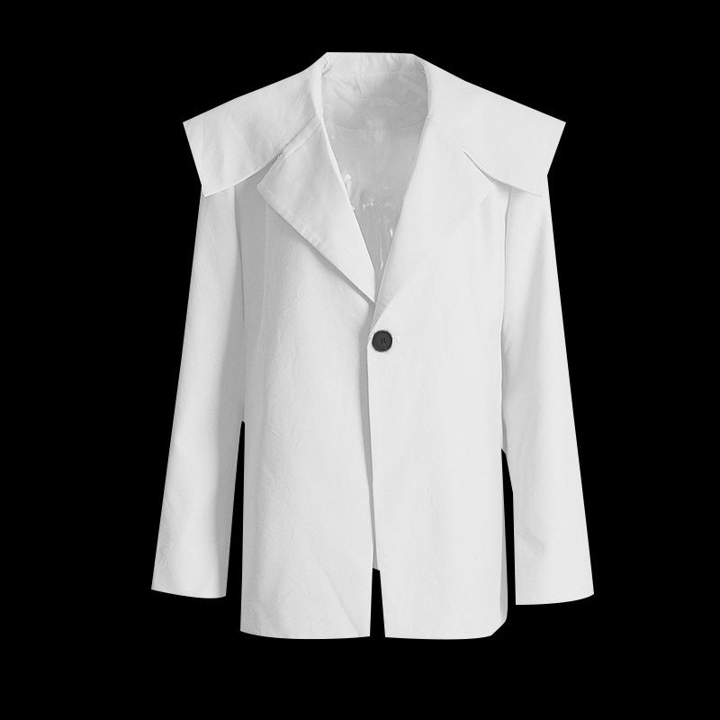 High Street Solid Blazer For Women Notched Collar Long Sleeve Single Button Loose Blazers Female Clothing