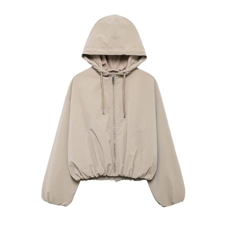 Hoodie With Drawstrings Jacket Coat Women Autumn Girls Loose Casual All Matching Zipper Cardigan Outerwear