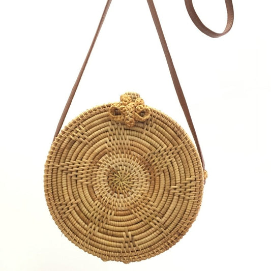 Ins Bow Rattan Bag Round Bag Pentagram Sunflower Beach Shoulder Bag Messenger Bag