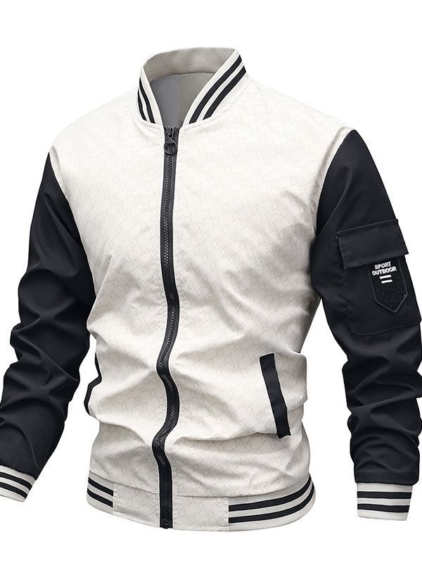 Jacket Men's Jacket Casual Stand Collar Trendy Brand Fashion Baseball Uniform Men's Youth Jacket Hollow Out