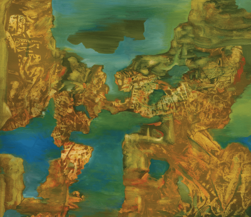 Abstract artwork with earthy tones and textures