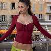 Lace Long Sleeve Top - Slim Fit Women's Blouse - Premium for sale