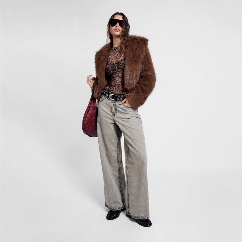 Leopard Print Mesh Top - Slim Fit Long Sleeve Blouse - Premium for sale