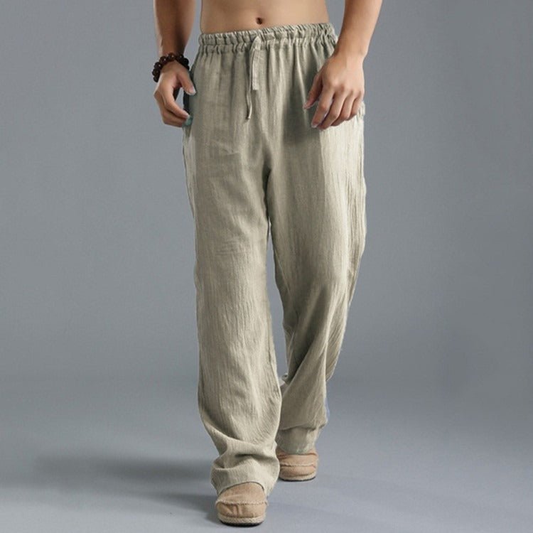 Loose casual pants with elastic waistline and linen breathable sports cotton and linen pants