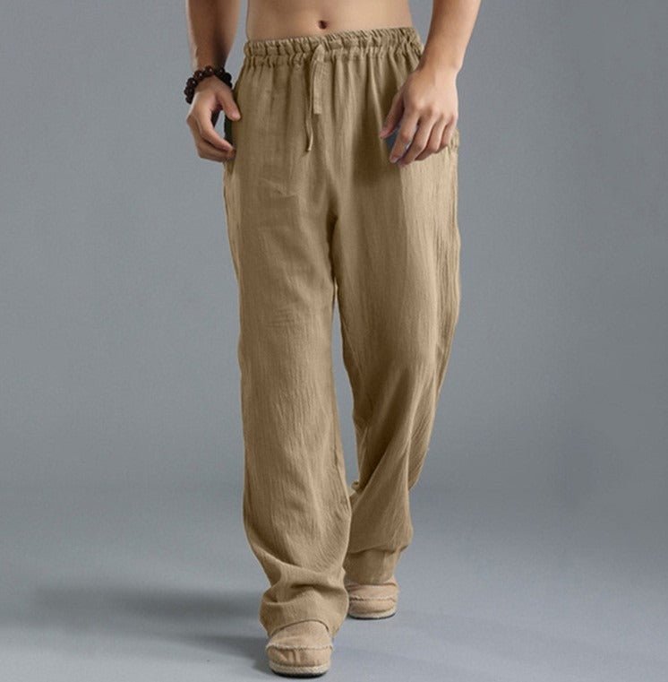 Loose casual pants with elastic waistline and linen breathable sports cotton and linen pants