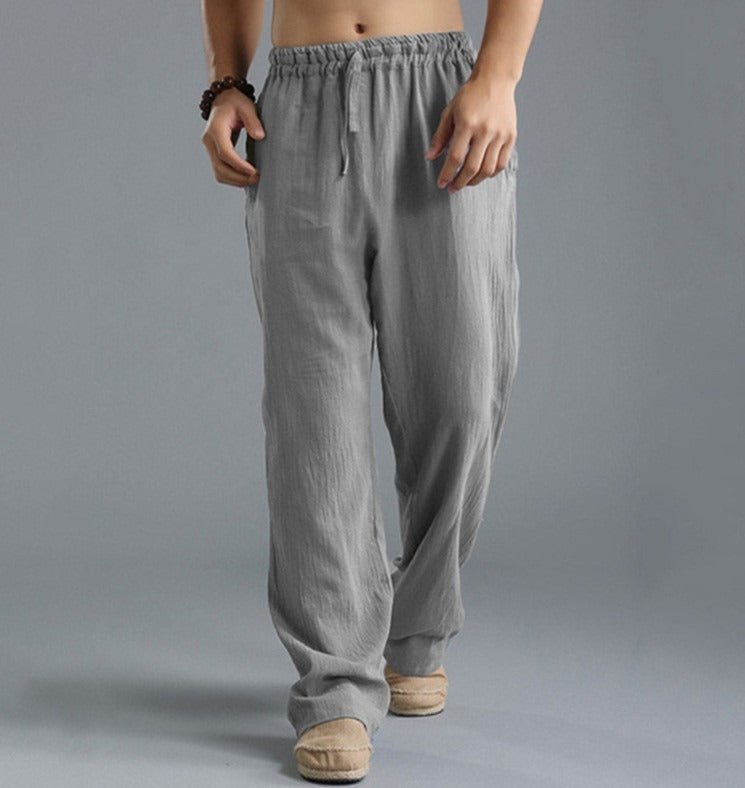 Loose casual pants with elastic waistline and linen breathable sports cotton and linen pants