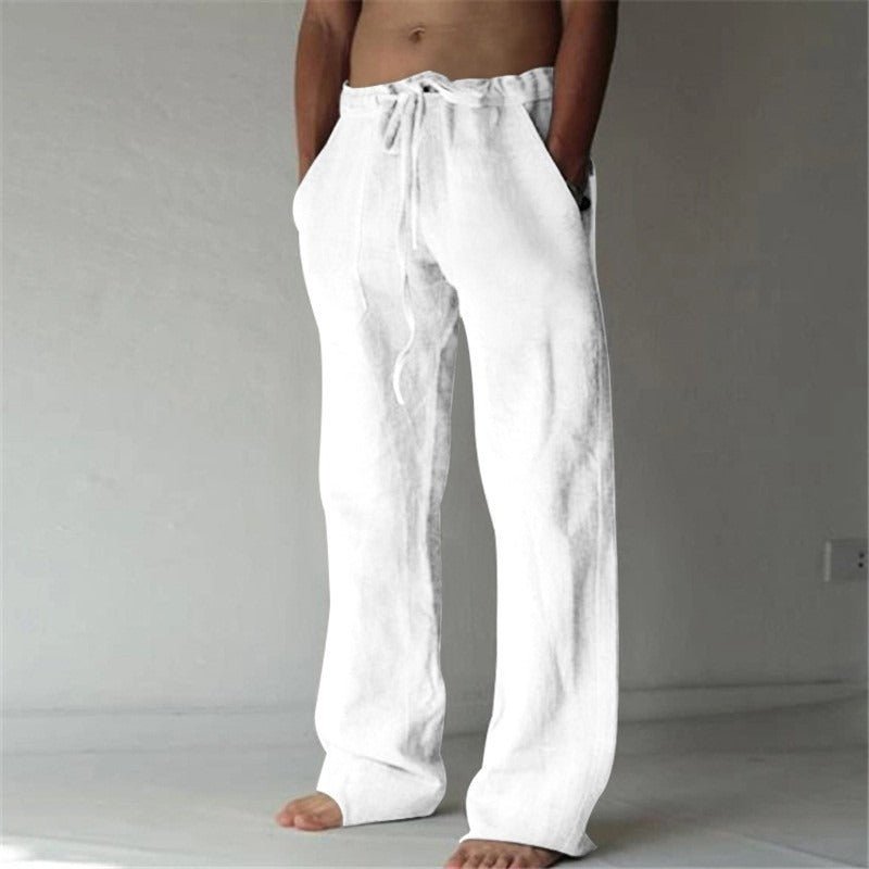 Loose casual pants with elastic waistline and linen breathable sports cotton and linen pants