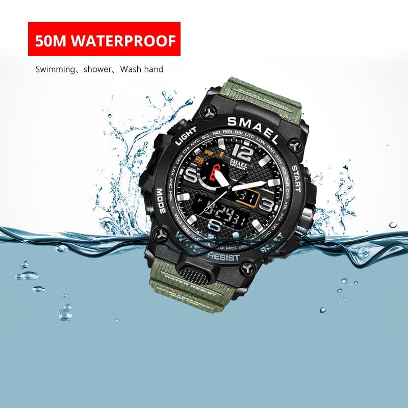 Men Military Watch 50m Waterproof Wristwatch LED Quartz Clock Sport Watch Male relogios masculino 1545 Sport Watch Men S Shock