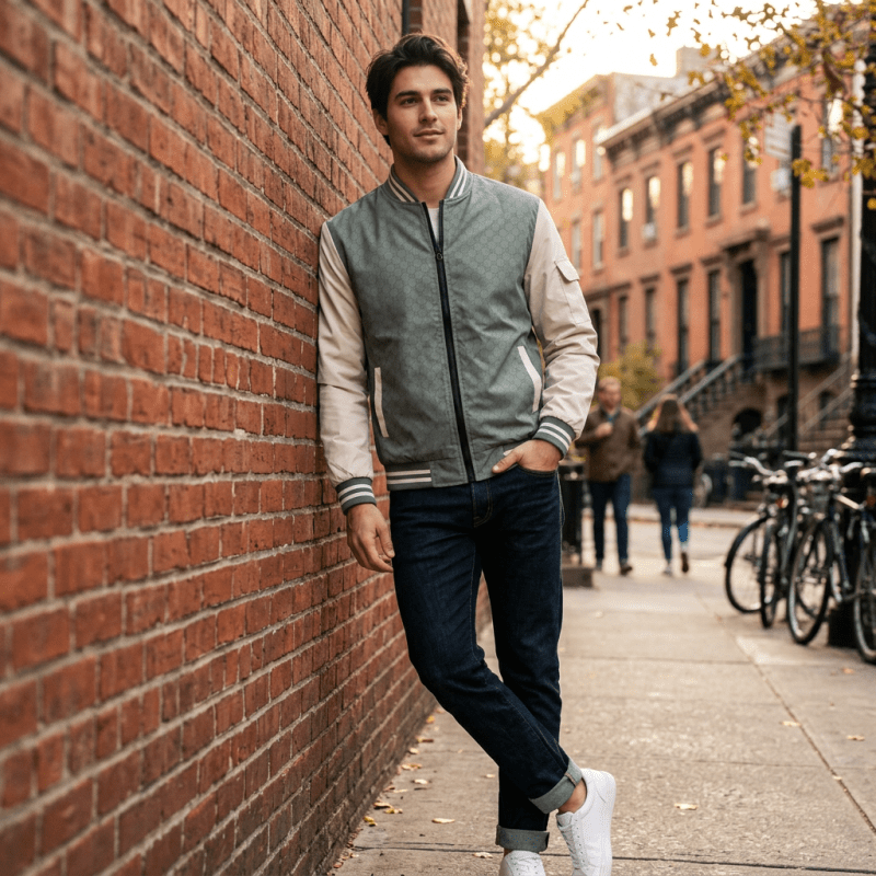 Men's Casual Baseball Jacket lifestyle - Madragora
