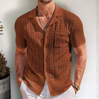 Men's Cuban Collar Knitted Polo Shirt – Short Sleeve Casual Summer Top - Premium Activewear for sale