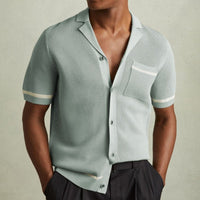 Men's Cuban Collar Knitted Polo Shirt – Short Sleeve Summer Top - Premium Activewear for sale