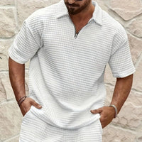 Men's Jacquard Polo Shirt & Shorts Set – Casual Short Sleeve Matching Set - Premium Activewear for sale