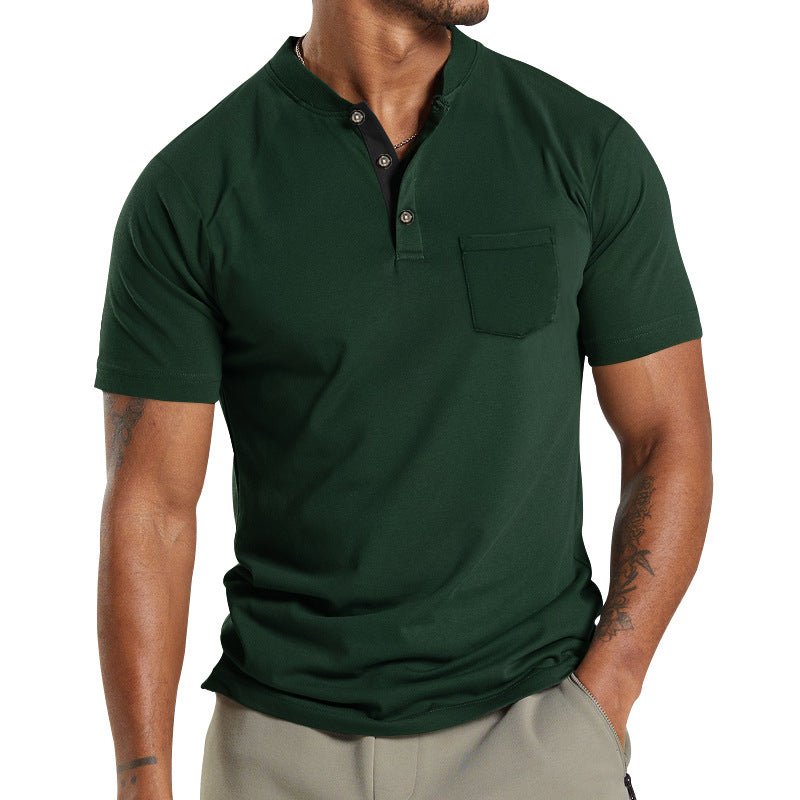 Men's Short Sleeve Polo T-Shirt with Button Pocket – Casual Summer Top - Premium Activewear for sale