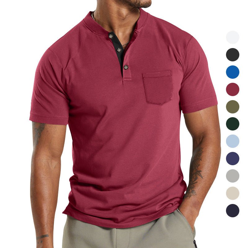 Men's Short Sleeve Polo T-Shirt with Button Pocket – Casual Summer Top - Premium Activewear for sale