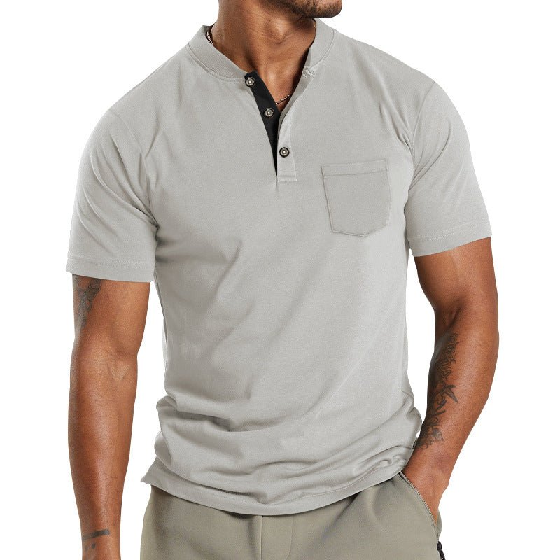 Men's Short Sleeve Polo T-Shirt with Button Pocket – Casual Summer Top - Premium Activewear for sale