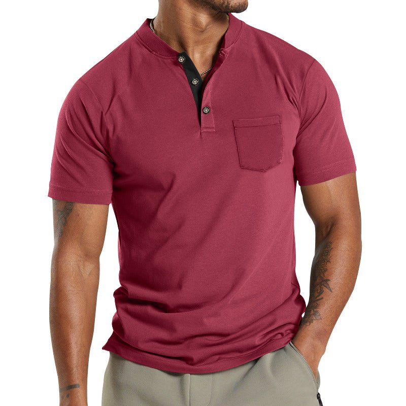 Men's Short Sleeve Polo T-Shirt with Button Pocket – Casual Summer Top - Premium Activewear for sale