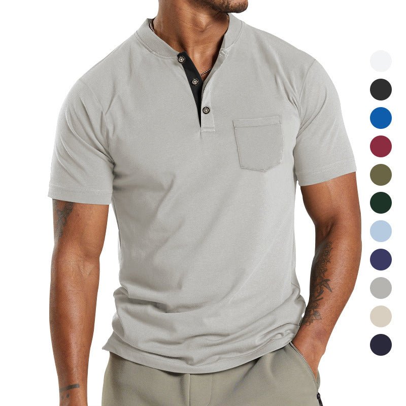 Men's Short Sleeve Polo T-Shirt with Button Pocket – Casual Summer Top - Premium Activewear for sale