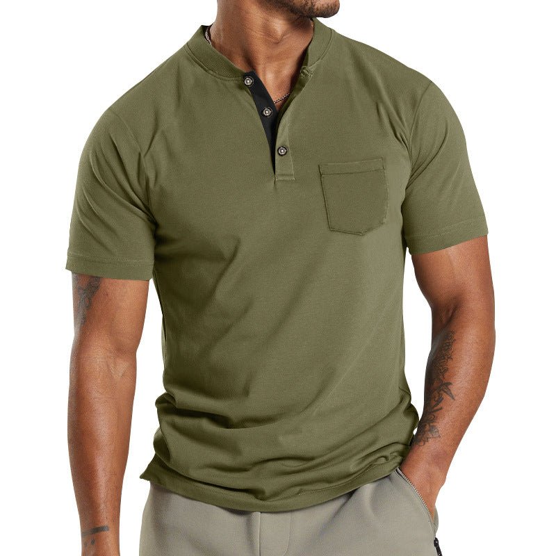 Men's Short Sleeve Polo T-Shirt with Button Pocket – Casual Summer Top - Premium Activewear for sale