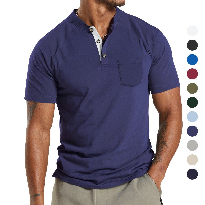 Men's Short Sleeve Polo T-Shirt with Button Pocket – Casual Summer Top - Premium Activewear for sale