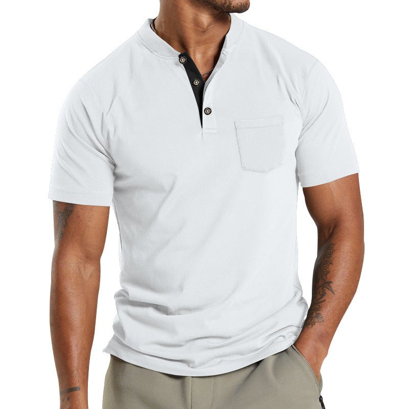 Men's Short Sleeve Polo T-Shirt with Button Pocket – Casual Summer Top - Premium Activewear for sale