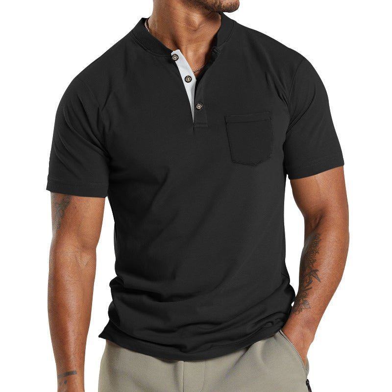 Men's Short Sleeve Polo T-Shirt with Button Pocket – Casual Summer Top - Premium Activewear for sale