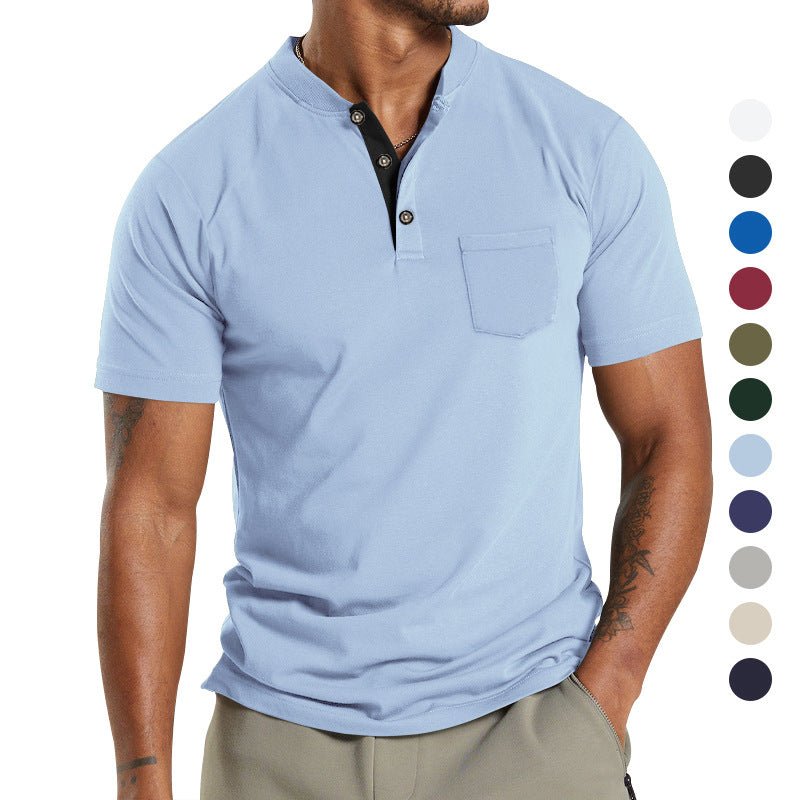 Men's Short Sleeve Polo T-Shirt with Button Pocket – Casual Summer Top - Premium Activewear for sale