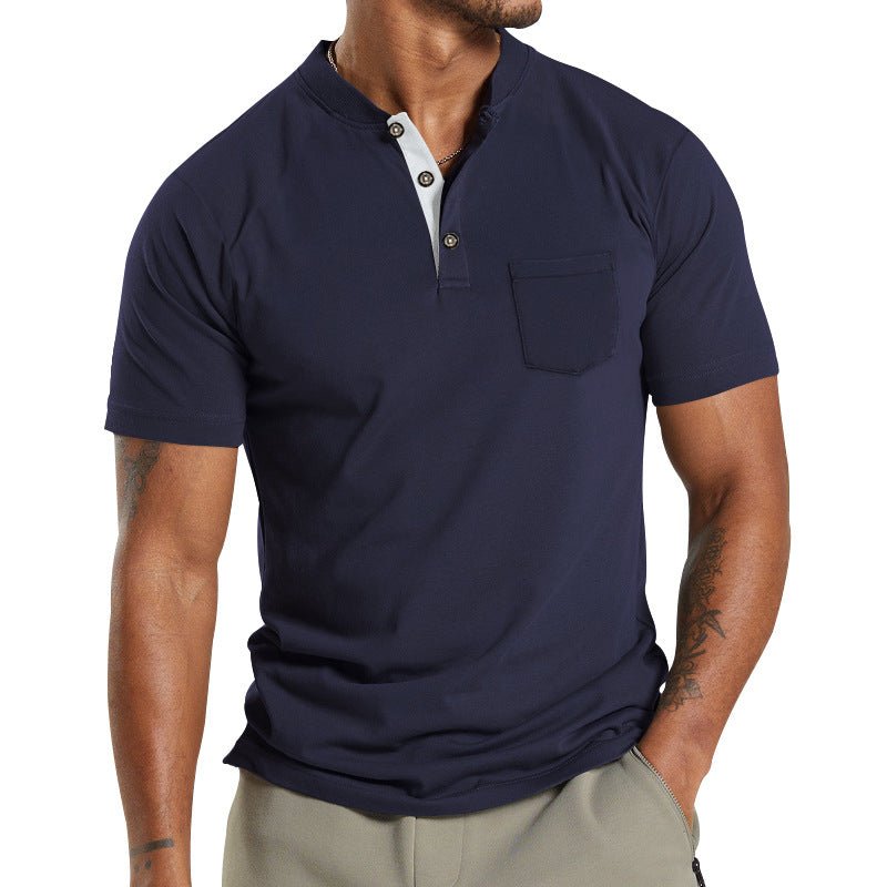 Men's Short Sleeve Polo T-Shirt with Button Pocket – Casual Summer Top - Premium Activewear for sale