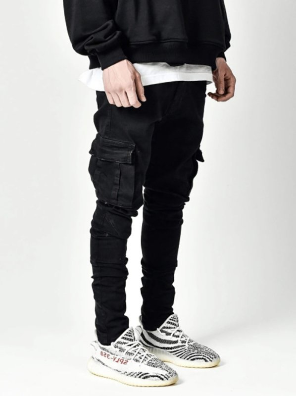 Men's Skinny Jeans – Water-Washed Denim with Side Pockets & Tapered Leg - Premium Pants for sale