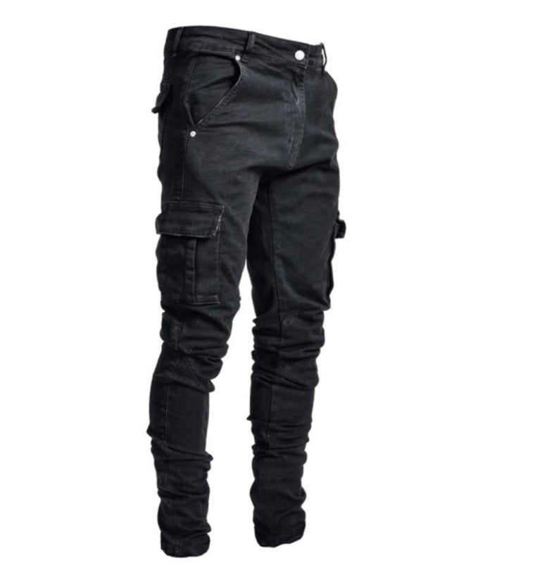 Men's Skinny Jeans – Water-Washed Denim with Side Pockets & Tapered Leg - Premium Pants for sale