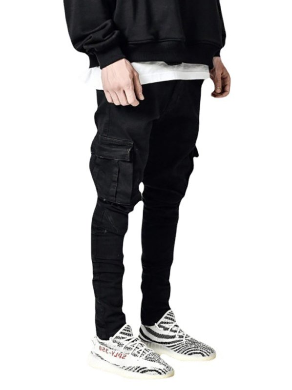 Men's Skinny Jeans – Water-Washed Denim with Side Pockets & Tapered Leg - Premium Pants for sale