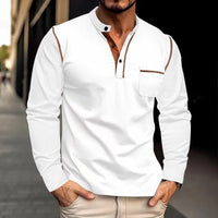 Men's Stand Collar Long Sleeve Polo Shirt – Loose Fit Casual Top - Premium Activewear for sale