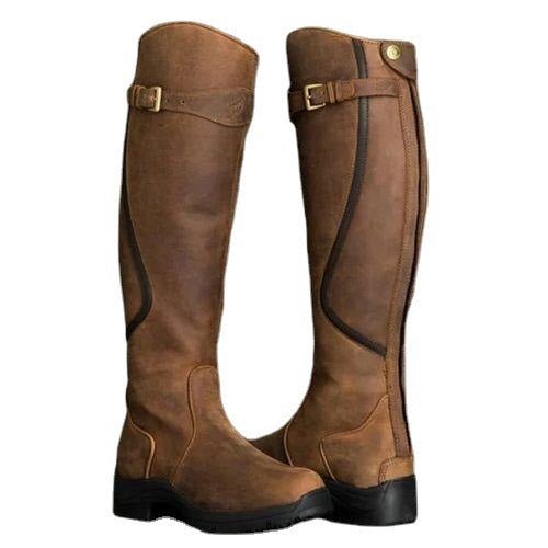 New large size boots Europe and America flat round head women's leather boots