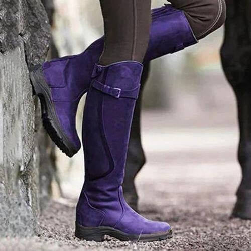 New large size boots Europe and America flat round head women's leather boots