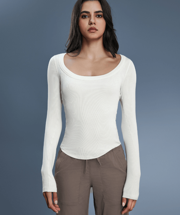 Off - Shoulder Yoga Top - Long Sleeve Sports Shirt - Premium for sale