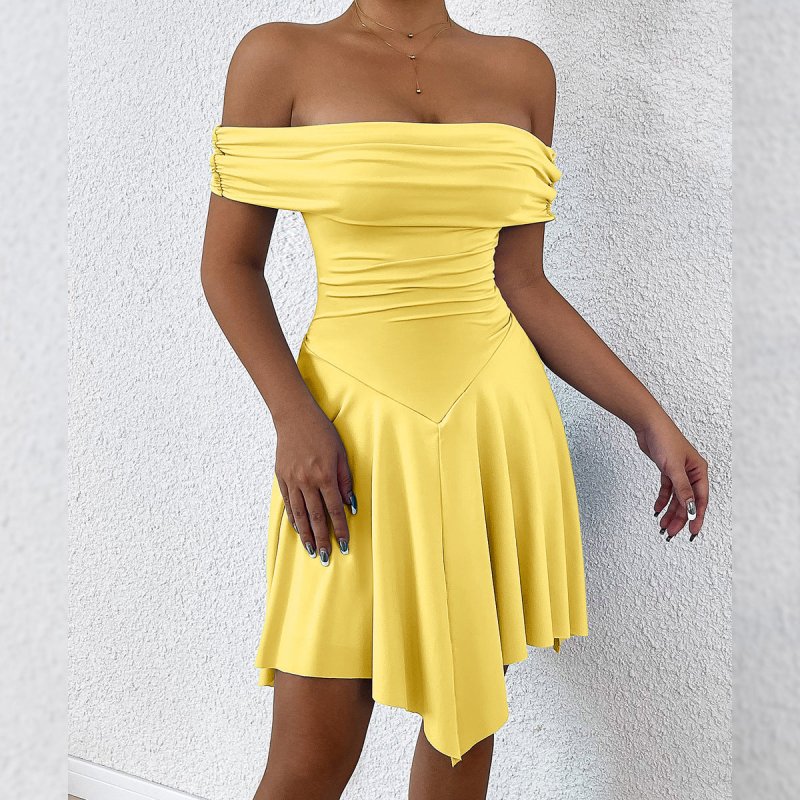 One - line neck irregular busted strapless Slim sexy dresses - Premium dresses for sale
