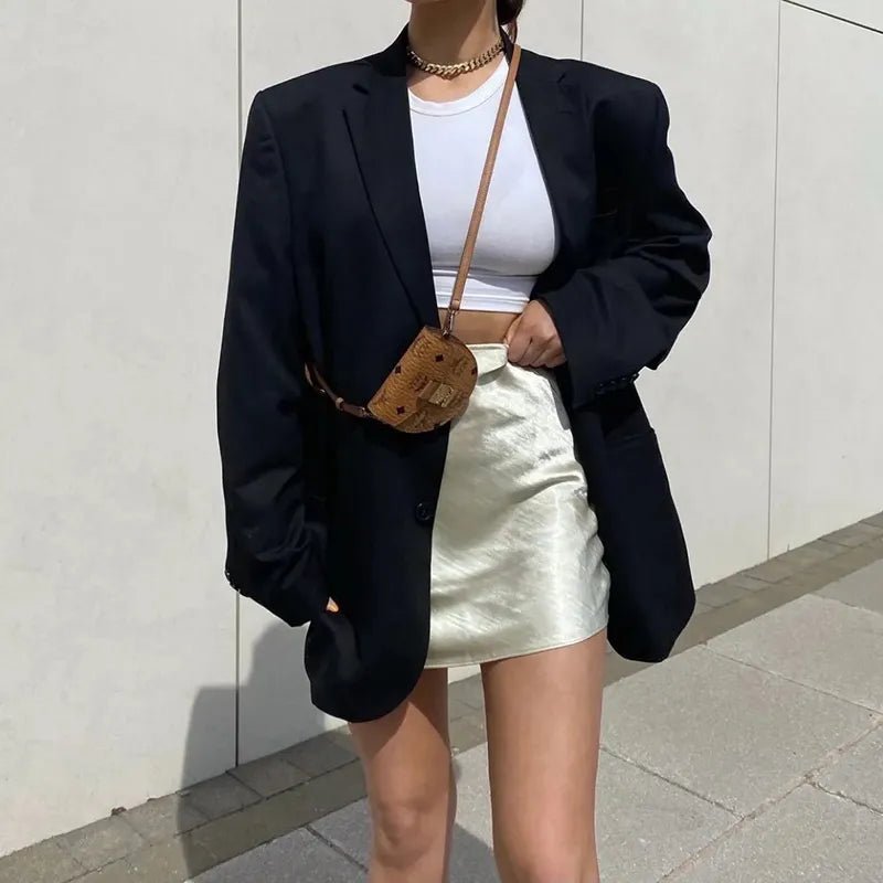 Oversize Jacket Loose Women Coat Black Blazer Female Suit Basic Classic Fashion Minimalist Streetwear Boyfriend Style Chic