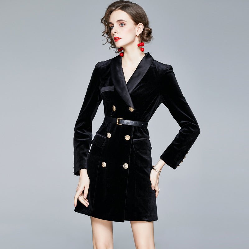 Pleuche Dress Women Autumn Lightly Mature Socialite Goddess Clothes Professional Suit