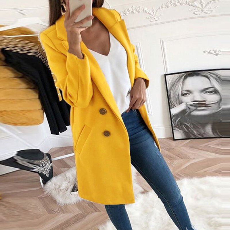 Plus Size Autumn Winter Wool Coat Women Elegant Blazer Ladies Cashmere Womens Coats Office Solid Medium Long Section Camel Coat