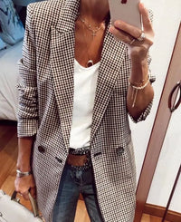 Retro Houndstooth Small Blazer Woolen Coat for Women Autumn Winter Clothing Elegant Slim Fit Thin Looking Blazer Top - Premium Coats&Jacket for sale