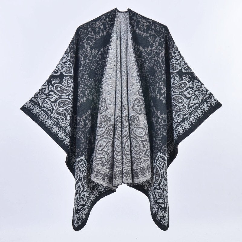 Retro Paisley Talma Autumn Winter Women Cashmere Thickened Warm Scarf Cape