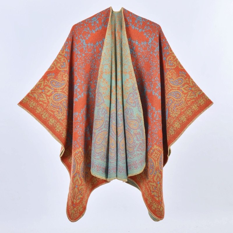 Retro Paisley Talma Autumn Winter Women Cashmere Thickened Warm Scarf Cape