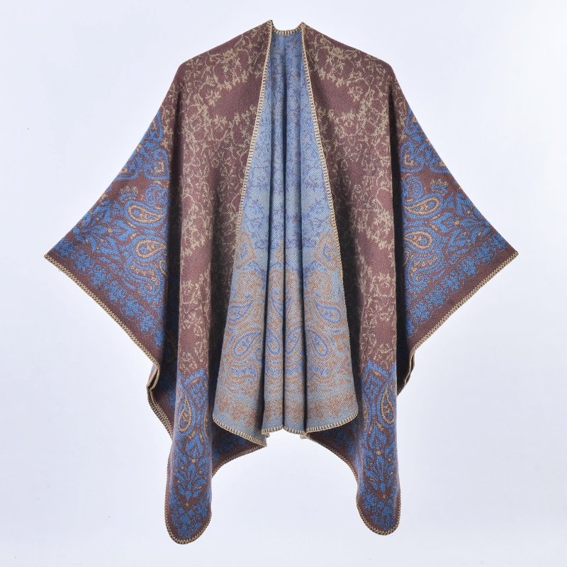 Retro Paisley Talma Autumn Winter Women Cashmere Thickened Warm Scarf Cape