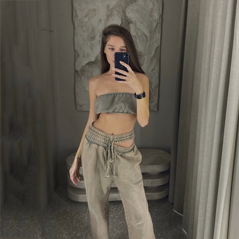 Retro Y2g Double Pants Hollow Out Cutout Drawstring Sweatpants Women Loose Casual Trousers Ankle Tied Straight Leg Pants