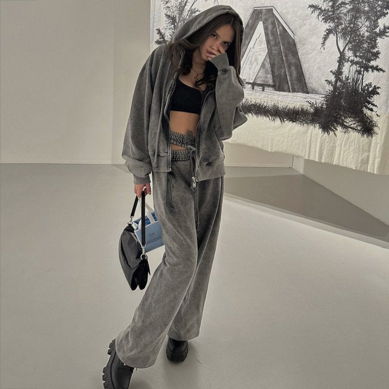 Retro Y2g Double Pants Hollow Out Cutout Drawstring Sweatpants Women Loose Casual Trousers Ankle Tied Straight Leg Pants