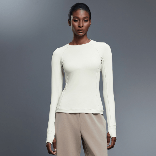 Round Neck Exercise T shirt Women Stretch Tight Long Sleeve Yoga Wear Running Training Workout Clothes Top Autumn - Premium for sale