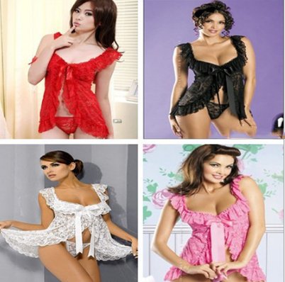 Sexy Lace Lingerie Dress Women Homewear Night Gowns + G - string Sexy Panties Nightwear Sleepwear Sets