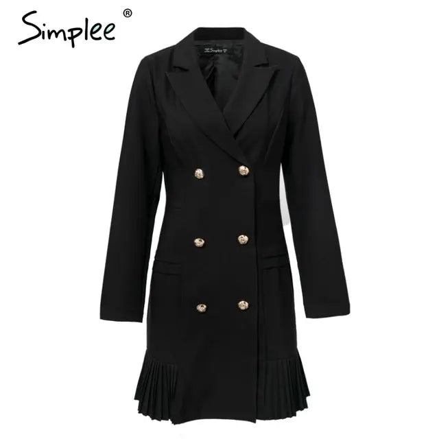 Simplee Elegant ruffle double breasted women dress Office casual blazer white dress Autumn winter slim suit ladies dresses | Madragora madragora Simplee Elegant ruffle double breasted women dress Office casual blazer white dress Autumn winter slim suit ladies dresses | Madragora madragora
